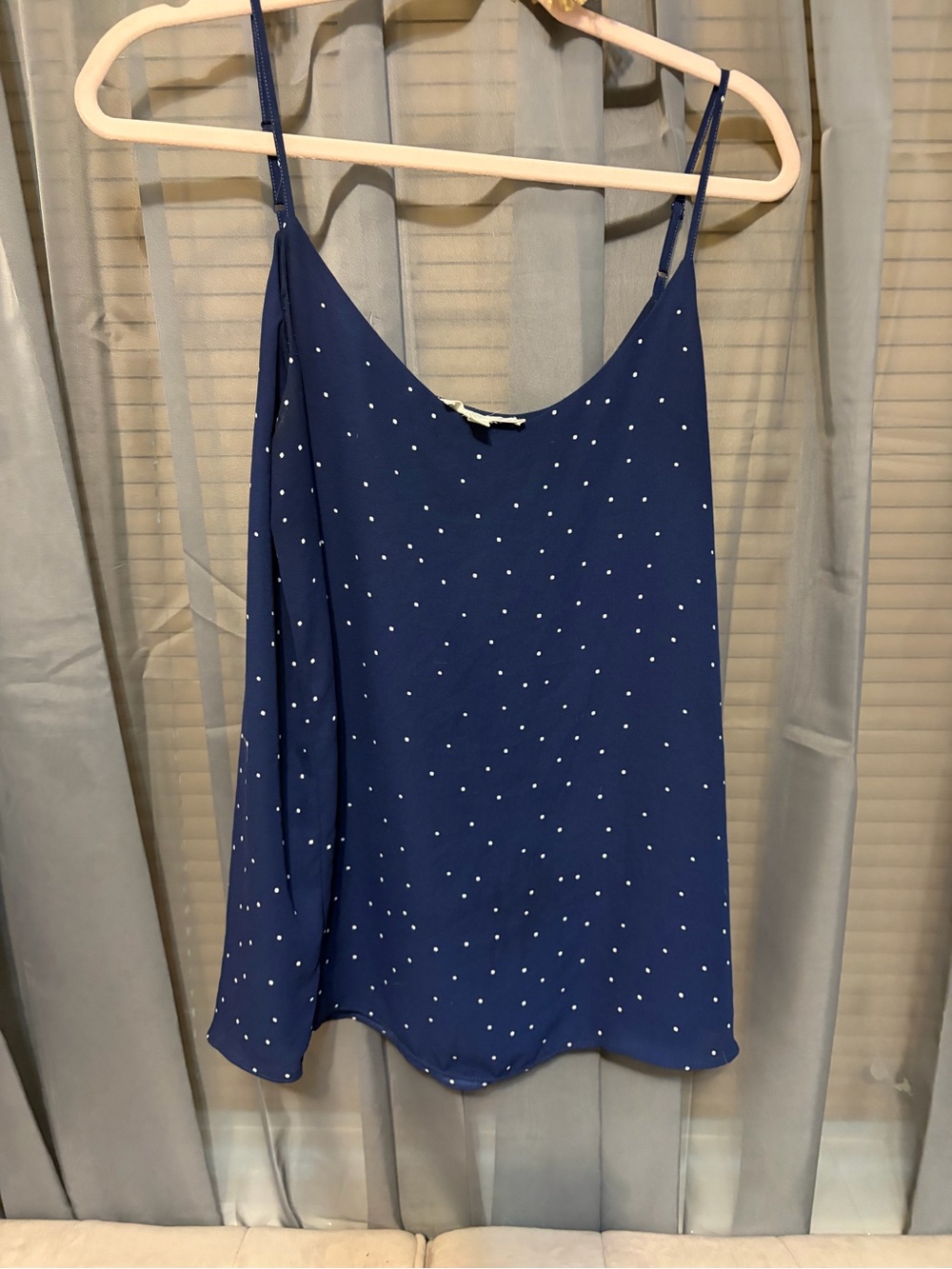 Reign Navy Blue Polka Dot Camisole Tank with Spaghetti Straps